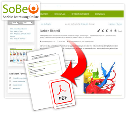 SoBeO - Screenshot: Angebot + PDF-Materialien